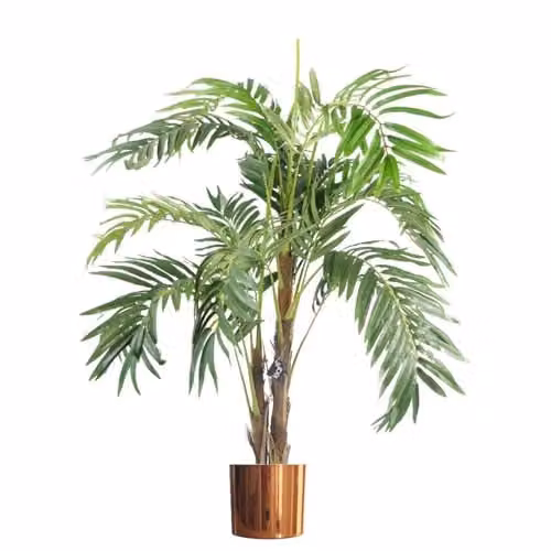 Leaf Design UK Premium Artificial Palm Tree in Green with Copper Planter, Height: 120 cm – 1