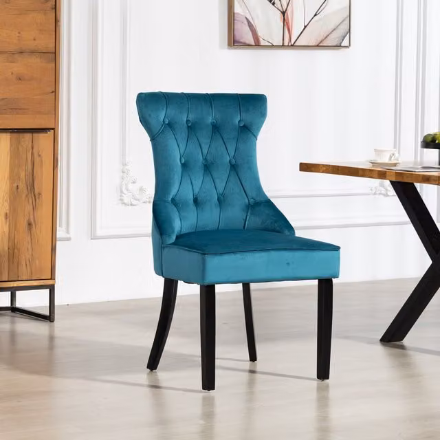 Artemis Home Genola Velvet Fabric Dining Chairs, Set of 2, Petrol