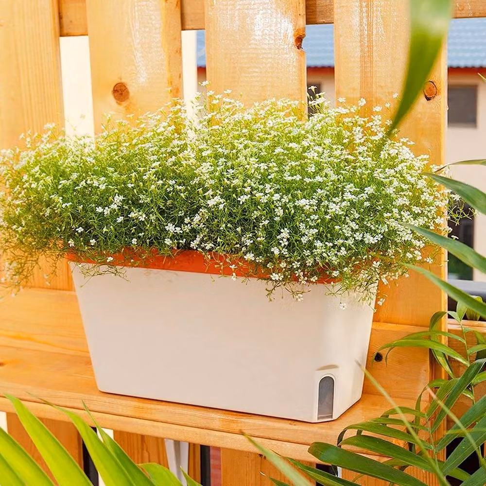 EONLION 3-Piece Set of White Self-Watering Plastic Plant Pots for Indoor Plants – 3