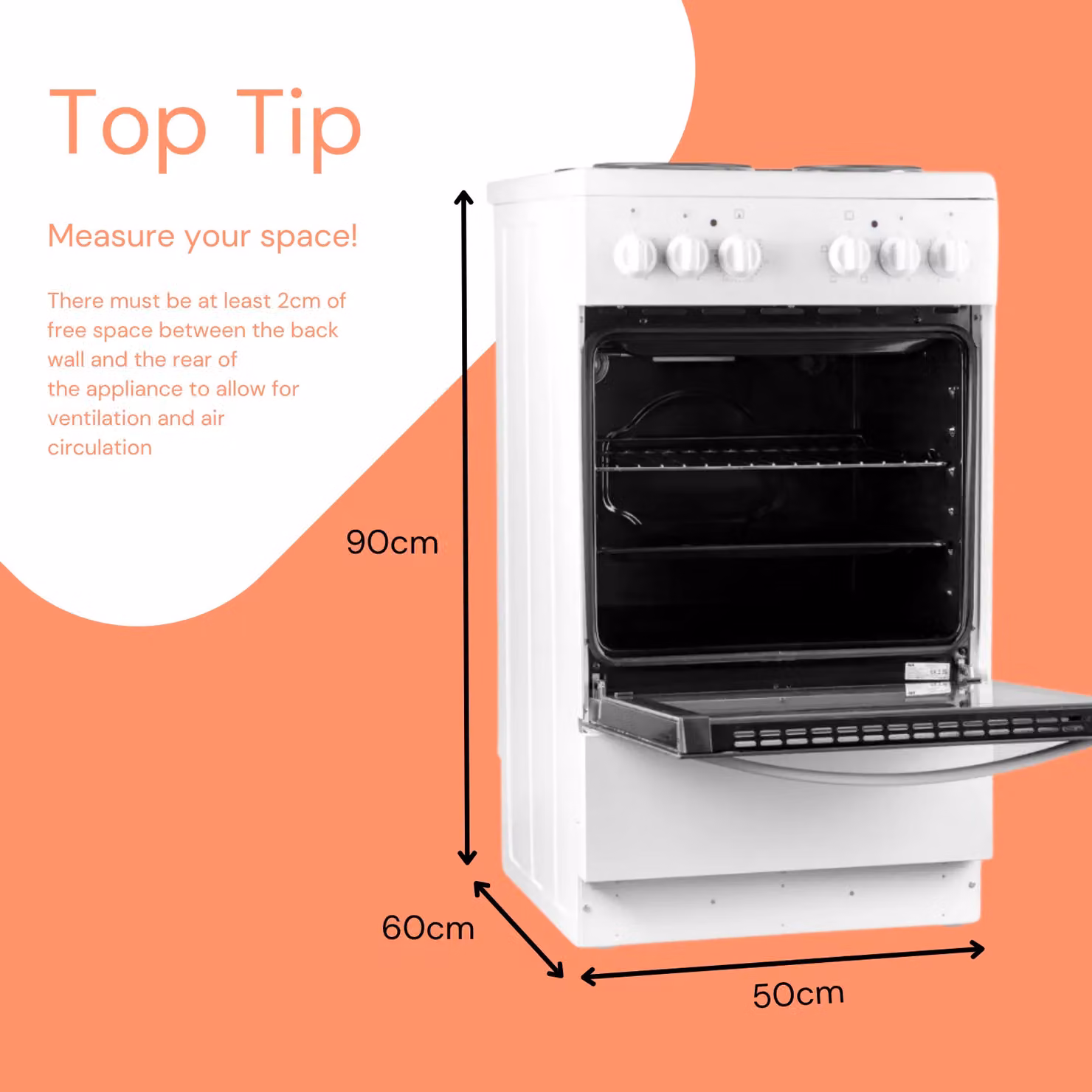 SIA ESXB50W White Freestanding Electric Cooker with Grill Function, W/D/H: 50 x 60 x 90 cm – 5