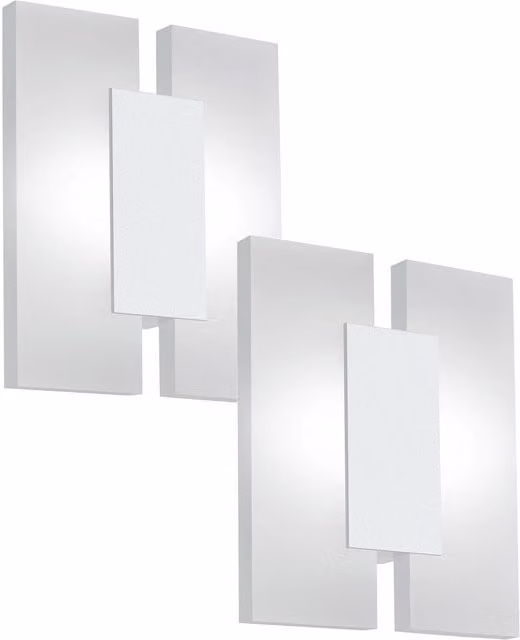 Loops 2 Pack White Modern LED Up and Down Wall Light with Satined Plastic Shade and Included Bulbs