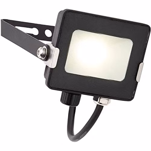 Loops 10W Cool White LED Outdoor Waterproof IP65 Floodlight in Matt Black Aluminium and Glass – 1