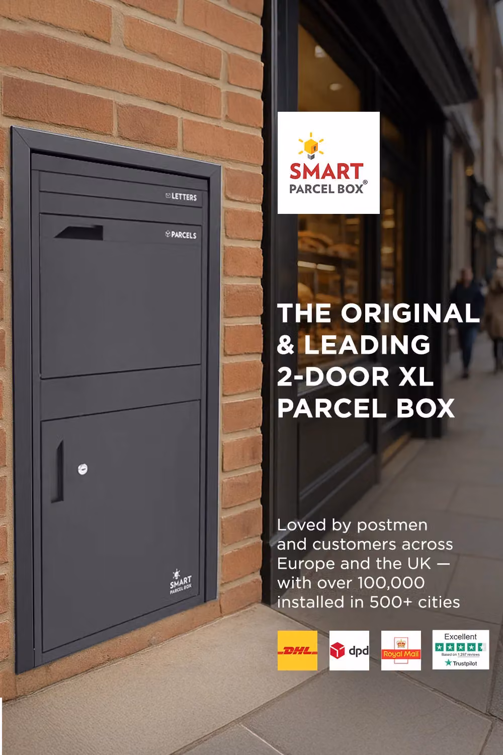 Homescapes Smart Parcel Box Extra Large Wall Mounted Secure Delivery Box in Black – 2