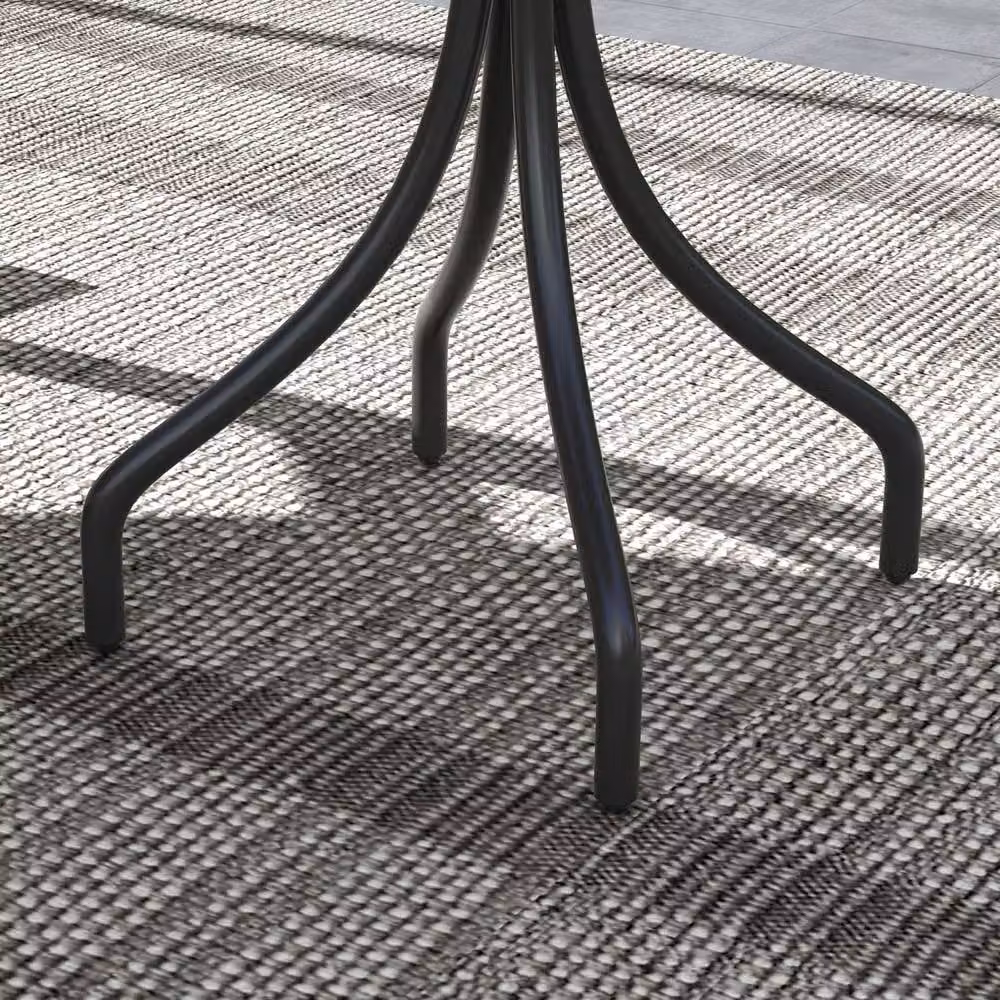 Wyld Haus Round Bistro Table in Brown Wood Grain Galvanised Steel, Height: 71.5 cm, Diameter: 66 cm – 6
