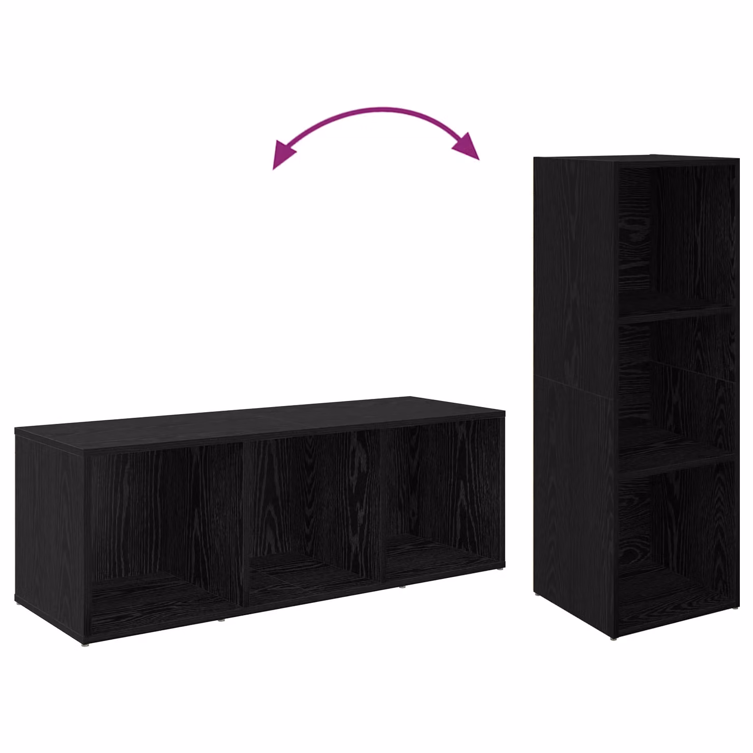 Berkfield Home Modern TV Cabinet with Shelves and Storage in Black Oak Engineered Wood – 5