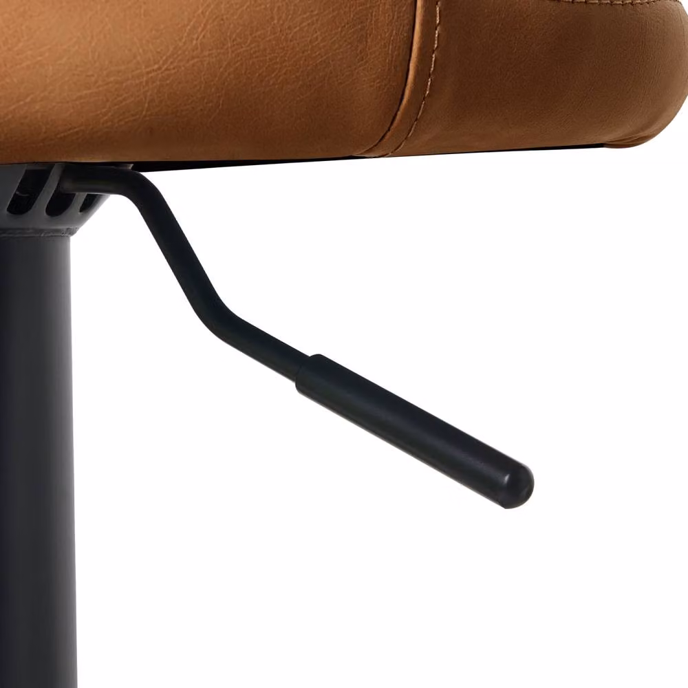 Wyld and Coco Set of 2 Golden Brown Faux Leather Bar Stools with Swivel and Adjustable Height – 5