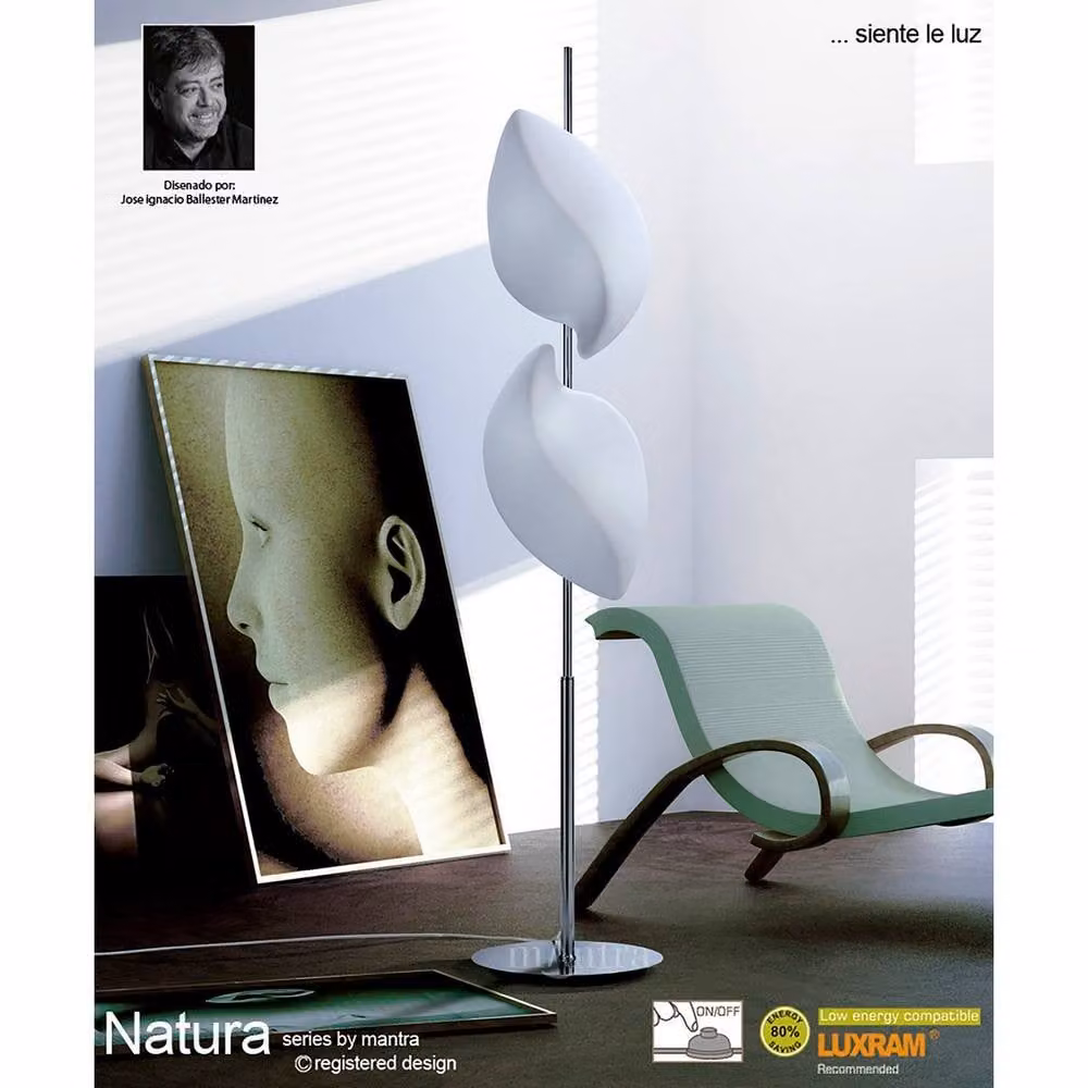 Netlighting Natura Floor Lamp in Chrome, White and Grey with 2 x E27 Lights – 3
