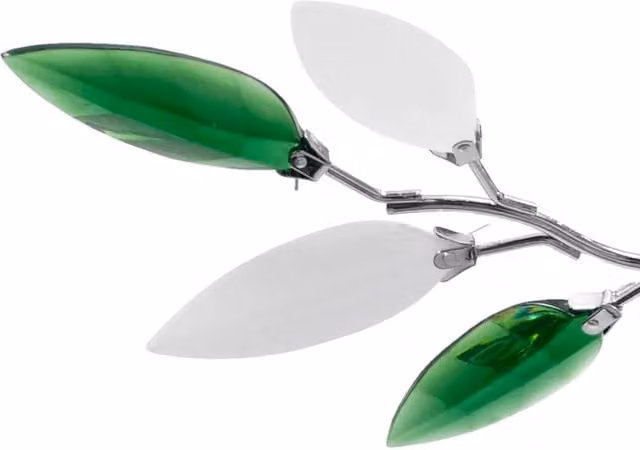 Berkfield Home Elegant Ceiling Lamp with Acrylic Crystal Leaf Arms in Chrome, White and Green, 3 x E14 Bulbs – 1