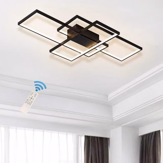 Garwarm Modern Black LED Ceiling Light with Remote Control