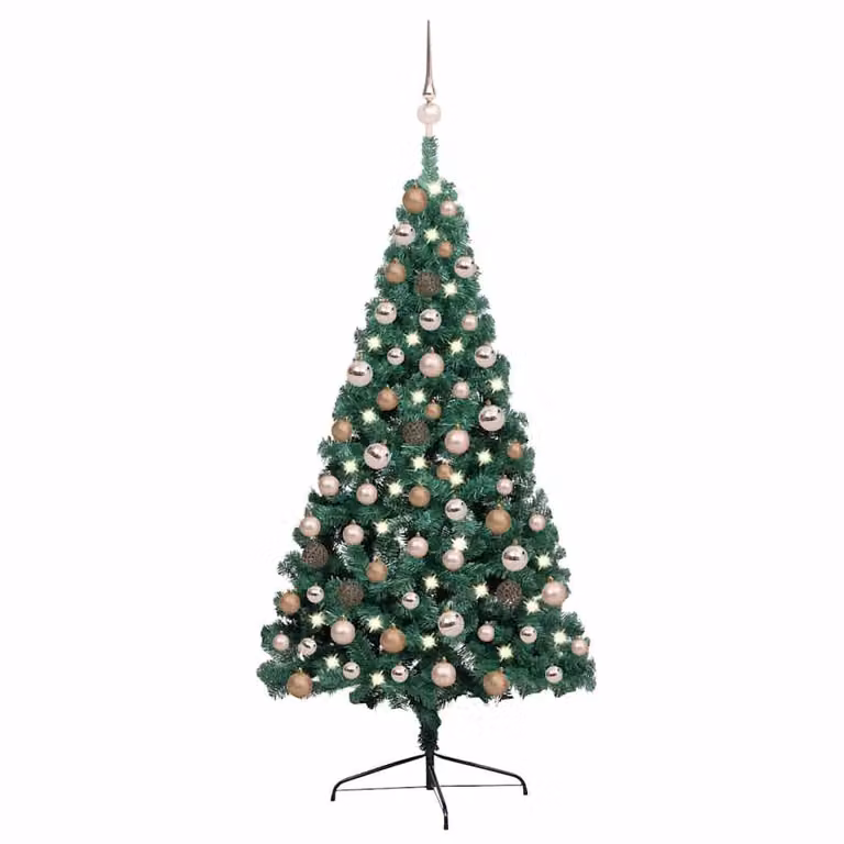 Berkfield Home Green Artificial Half Pre-lit Christmas Tree with Ball Set, Height: 120 cm