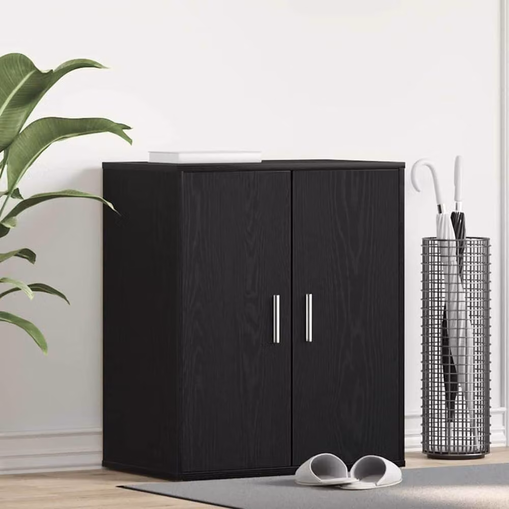 Berkfield Home Modern Black Oak Shoe Cabinet, W: 60 cm, D: 35 cm, H: 70 cm – 2