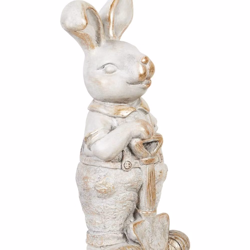 Wyld and Coco White Bunny Figurine, Rustic Ceramic Easter Decor, Height: 36 cm – 2