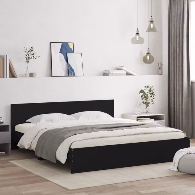 Berkfield Home Upholstered Bed Frame in Black, Super King Size 180 x 200 cm