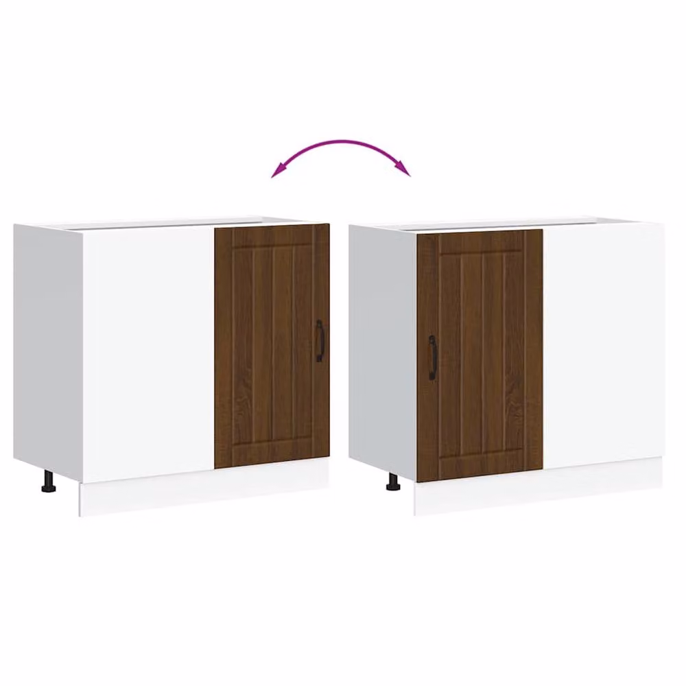Berkfield Home Lucca Brown Oak Freestanding Sink Base Cabinet W/D/H: 46.0 x 20.0 x 81.5 cm – 3