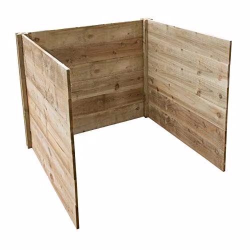Forest Garden Brown Pressure Treated Wooden Slot Down Compost Bin Extension Kit – 2