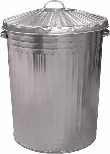 Hinsinc 90L Tapered Galvanised Metal Storage Bin with Flip Lid in Silver