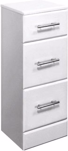 VOGREX 3 Drawer Wooden Freestanding Bathroom Storage Cabinet in White, W/D/H: 35.0 x 30.0 x 76.6 cm