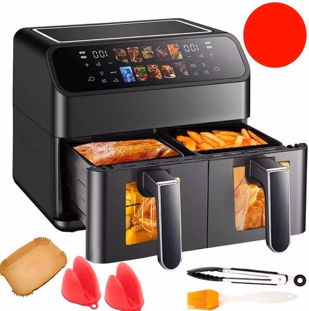 SPETLEK Dual Zone Digital Air Fryer Oven with 9L Capacity and 100 Tray in Black