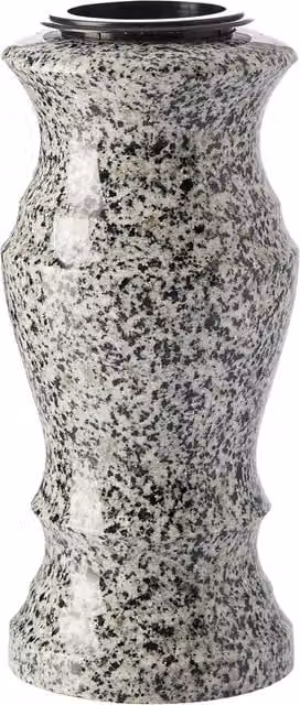 Novecrafto Classic Round Granite Memorial Vase in Grey and Black Stone for Cemetery or Garden