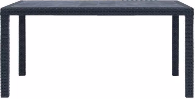 Berkfield Home Anthracite Garden Table with Black Plastic Rattan Look, W/D/H: 150 x 90 x 72 cm – 1