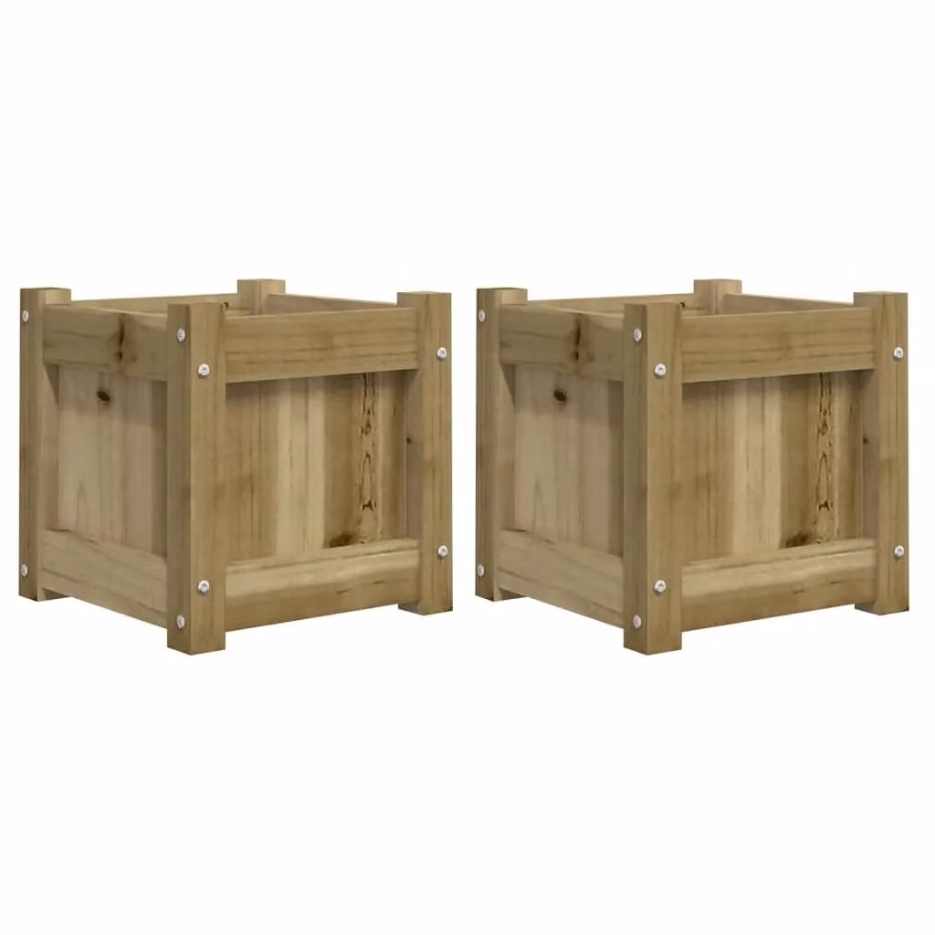 Berkfield Home Set of 2 Impregnated Pine Wood Garden Planter Tubs in Brown – 2