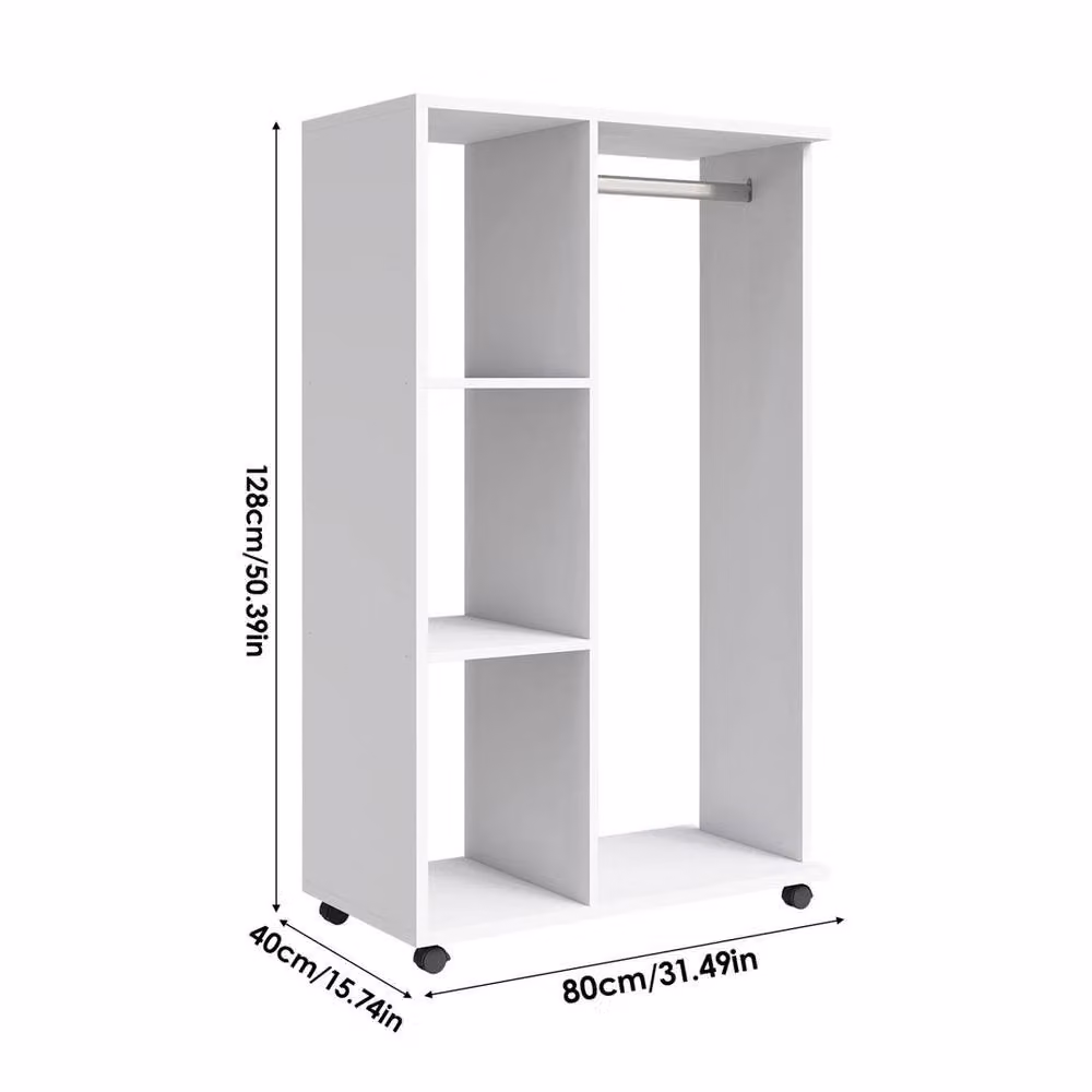 Kelvenix Single Rail Open Wardrobe Clothes Rail in White, W/D/H: 80 x 40 x 128 cm – 2