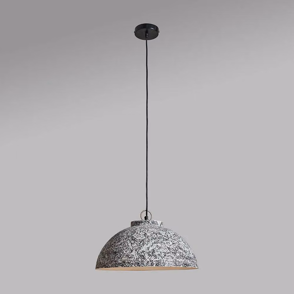 ValueLights Burrel Grey Dome Pendant Ceiling Light in Stone and Metal – 2