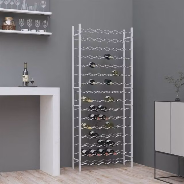 Berkfield Home White Metal Wall Mounted Wine Rack for 96 Bottles