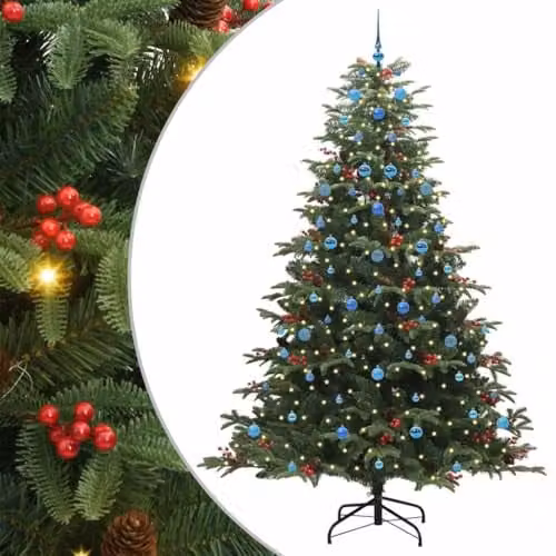 vidaXL Artificial Christmas Tree with 300 LEDs and Stand, Green, Height: 240 cm – 1