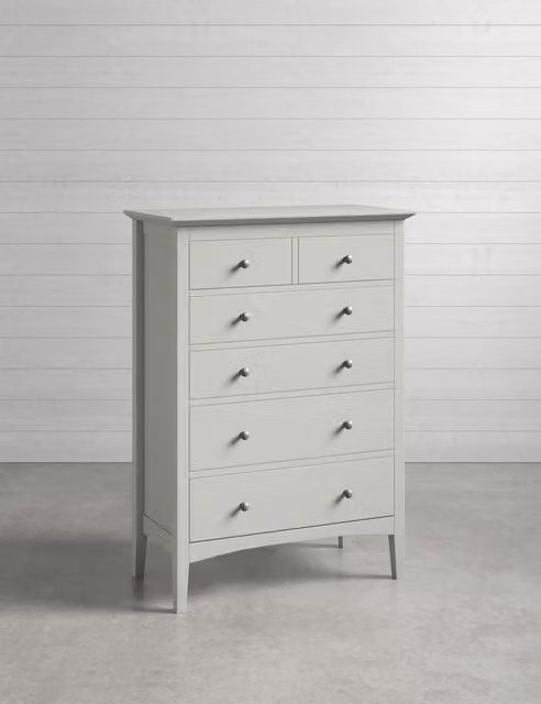 M&S Hastings Grey 6 Drawer Chest in Lacquered Pine