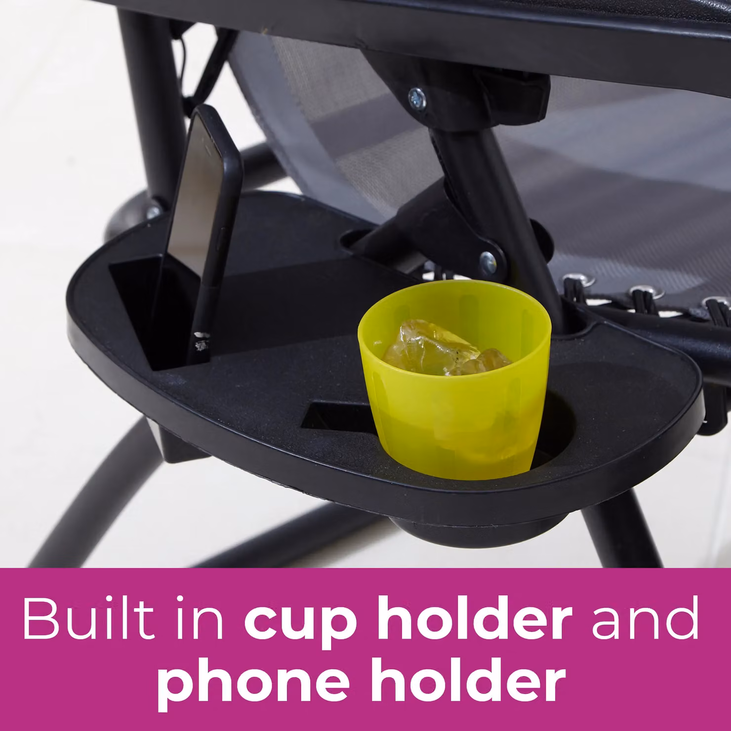 Neo Grey Folding Portable Zero Gravity Chair and Table Set with Adjustable Headrest and Cup Holders – 4