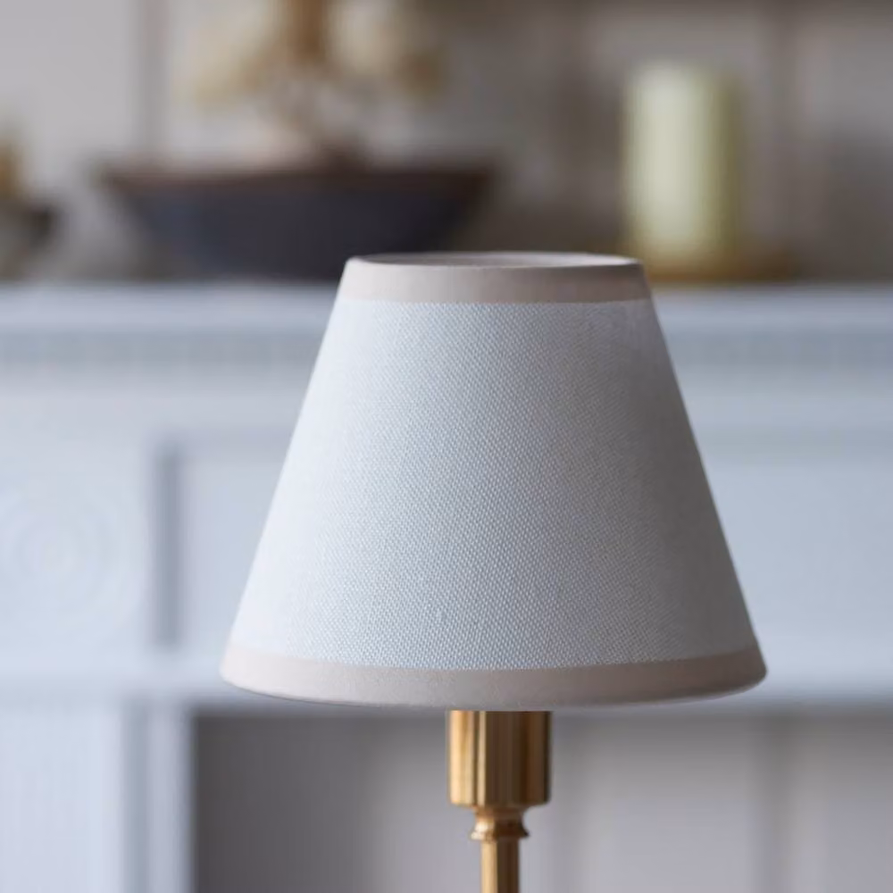 Netlighting Burley Rechargeable LED Table Lamp with White Fabric Shade and Gold/Brass Base – 3