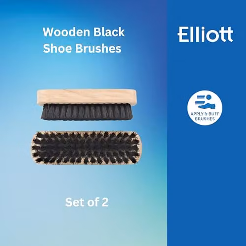 Elliott 2 Pack Black Wooden Handle Shoe and Boot Brushes – 2