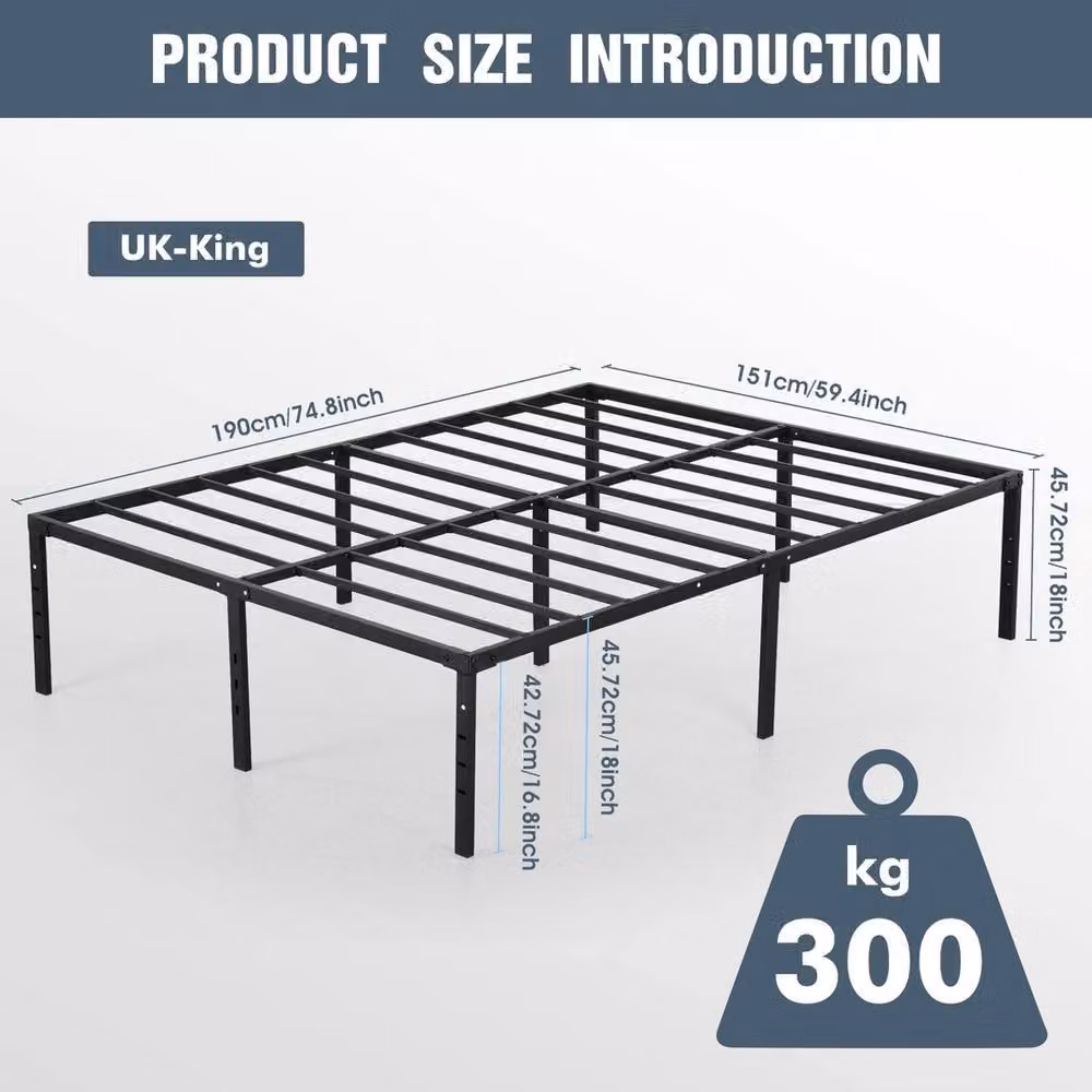 NESTLUNE Black Metal King Size Bed Frame and Mattress Foundation – 2