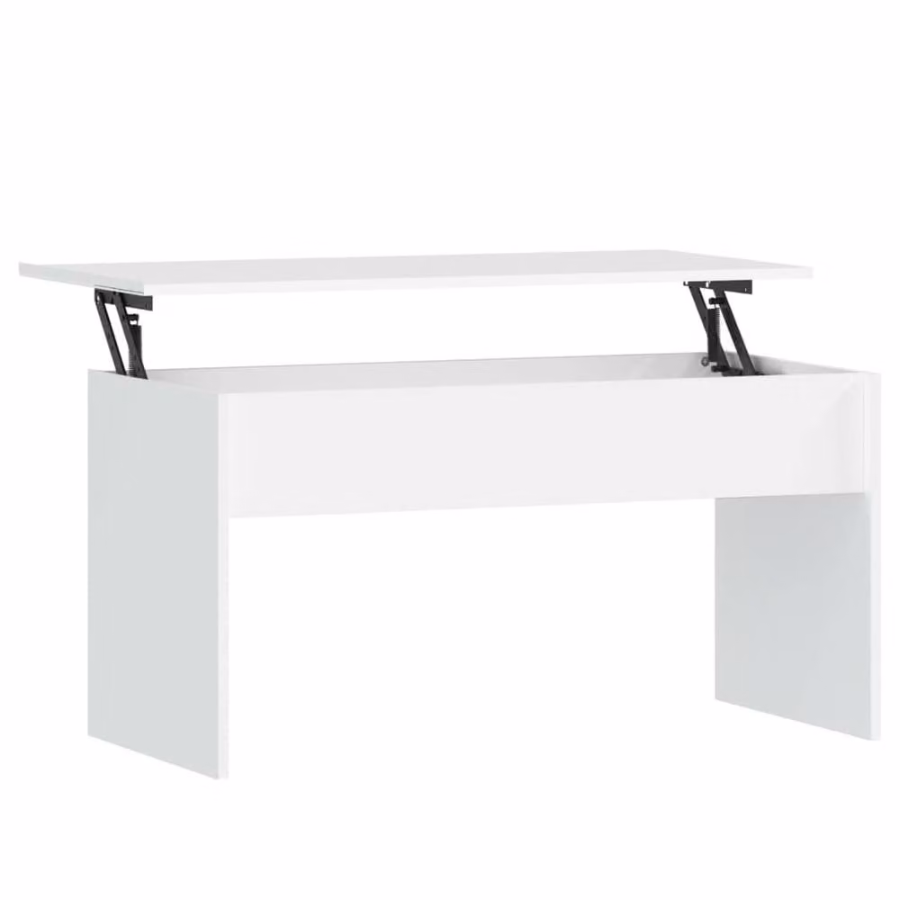 Berkfield Home Modern White Coffee Table with Lift Mechanism, W: 102 cm, D: 50.5 cm, H: 52.5 cm – 2