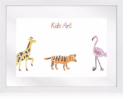 Innoteck Fancy Children Artwork Gallery White Wooden Photo Frame for Drawings and Certificates, Rectangular, W/D/H: 42.8 x 32.7 x 1.0 cm – 1