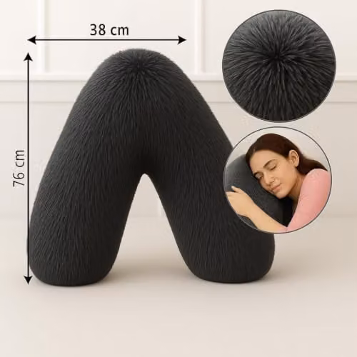 Nightzone Teddy V Shaped Maternity Pillow and Fleece Cover in Charcoal Grey for Neck and Back Support – 7