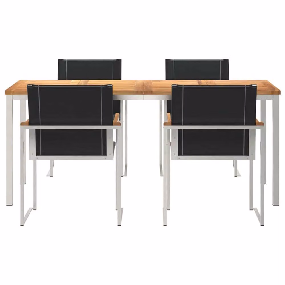 Berkfield Home 5 Piece Garden Dining Set in Brown Solid Acacia Wood and Steel – 4