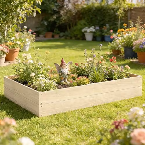 Outsunny Wooden Raised Bed in Natural for Vegetable, Herb or Ornamental Gardens, 620L, W: 180 cm, D: 120 cm, H: 30 cm – 5