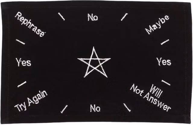 KDMK Black and Purple Embroidered Pentacle Pendulum Mat with Geometric Design