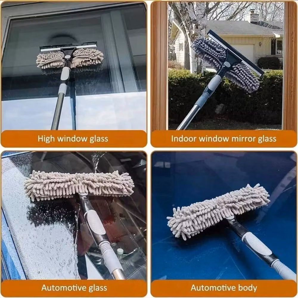 NESTLUNE Telescopic Squeegee Window Glass Cleaning Kit with Microfibre, Grey, W: 100 cm, H: 15 cm – 4