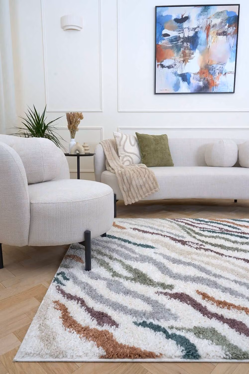 THE RUGS Moodi Abstract Design Shaggy Soft High Pile Multicolour Living Room Rug, W: 290 cm, D: 200 cm – 2