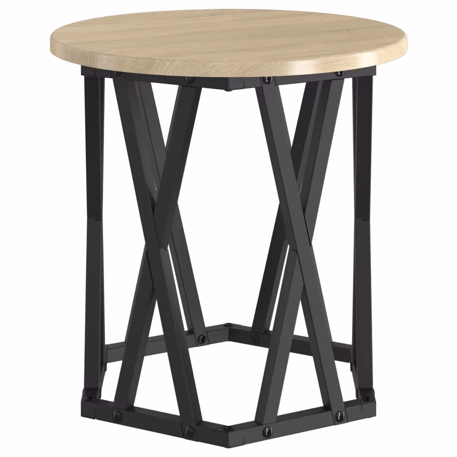 Berkfield Home Nesting Side Tables, 2 Piece Set in Sonoma Oak and Brown Engineered Wood with Round Tops – 4
