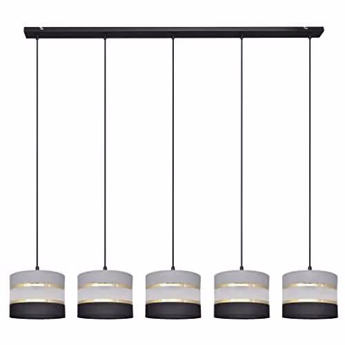 Netlighting Helen Straight Bar Pendant Ceiling Light in Black, Gold and Grey, 115 cm