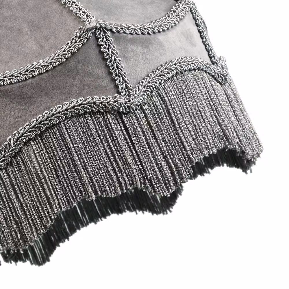 Happy Homewares Traditional Victorian Empire Soft Velvet Lamp Shade with Tassels in Grey, Diameter: 30.48 cm – 3