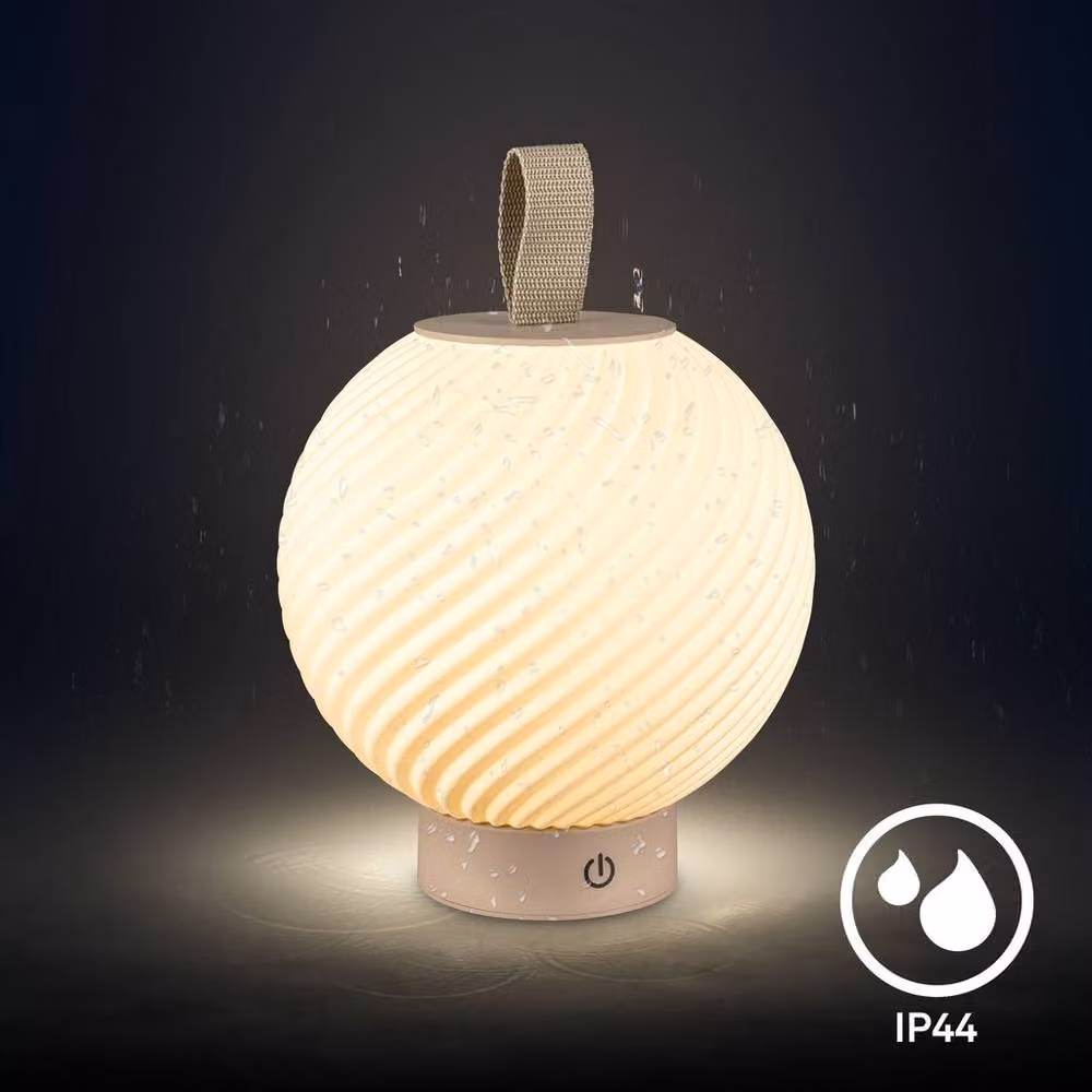 Briloner Rechargeable LED Table Lamp in Beige with Touch Control, Dimmable Warm White Light and IP44 Rating, H 25 cm x W 18 cm – 5