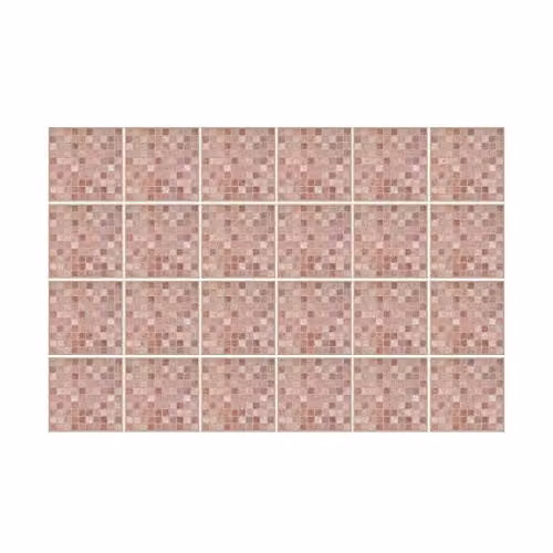 WALPLUS Vintage Pink Marble Mosaic Tile Stickers, 24 Pack Self Adhesive Waterproof Square Decals for Kitchen and Bathroom Splashbacks, 15 x 15 cm