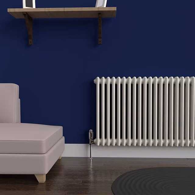 Lux Heat Horizontal Column Radiator in Stone White, 2 Column, H 137 cm x W 60 cm