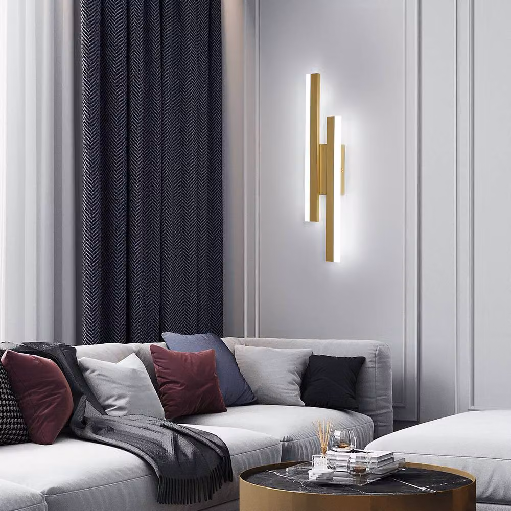 Pheashine Elegant 16W Acrylic and Metal Wall Light in Gold with 6500K Cool White Light – 3
