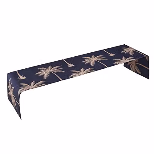 Luxury Living Palm Water Repellent Polyester Table Runner in Blue and Beige, W/D/H: 183 x 36 x 36 cm – 3